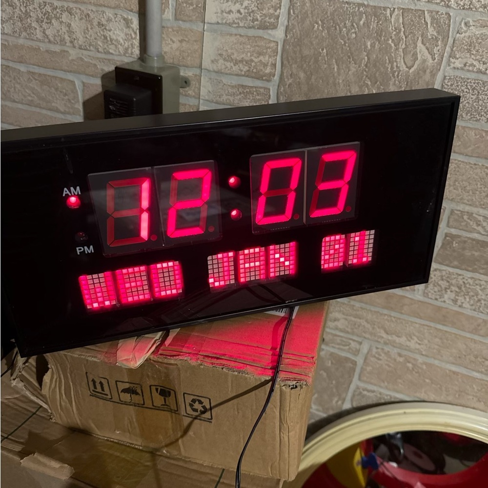 Digital LED Wall Clock with Red Display